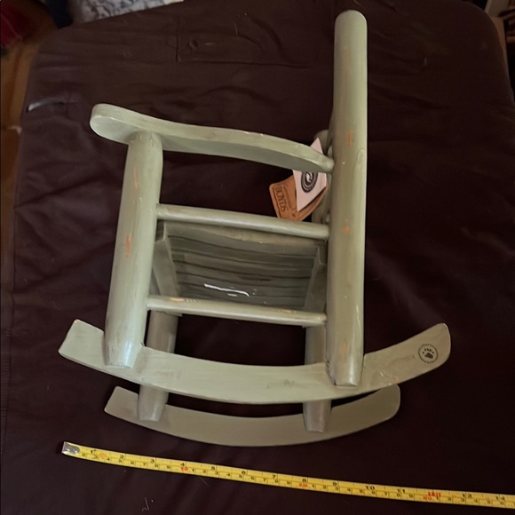 Rustic Green Wooden Rocking Chair - Picture 5 of 6